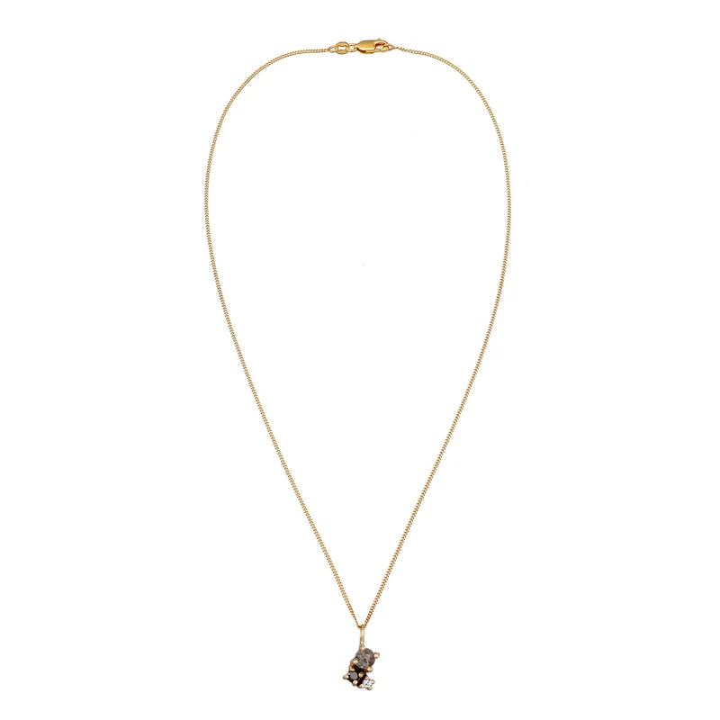 Halskette Anhänger | Quartz & Topas & Diamant (Schwarz, 0.006 ct)