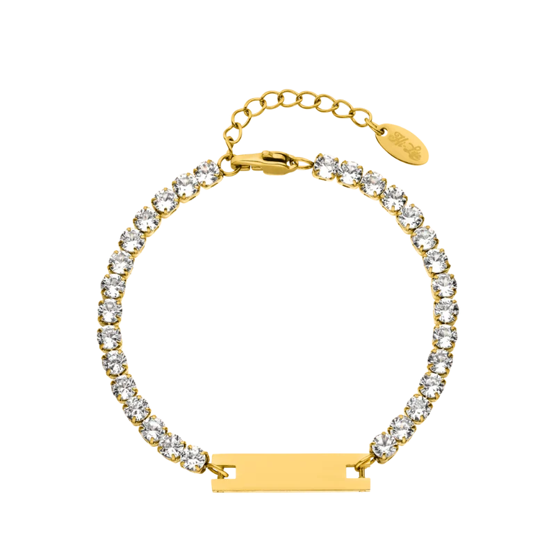 Tennis Gravur Armband 14K Vergoldet