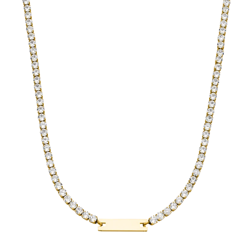 Tennis Gravur Kette 14K Vergoldet