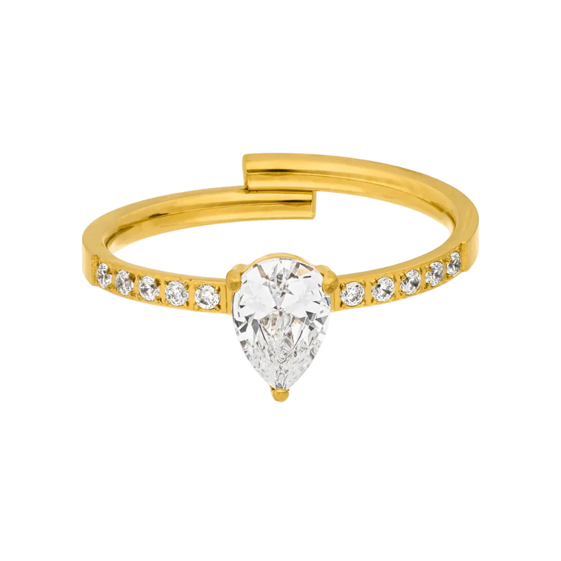 Timeless Teardrop Pave Ring 14K Vergoldet
