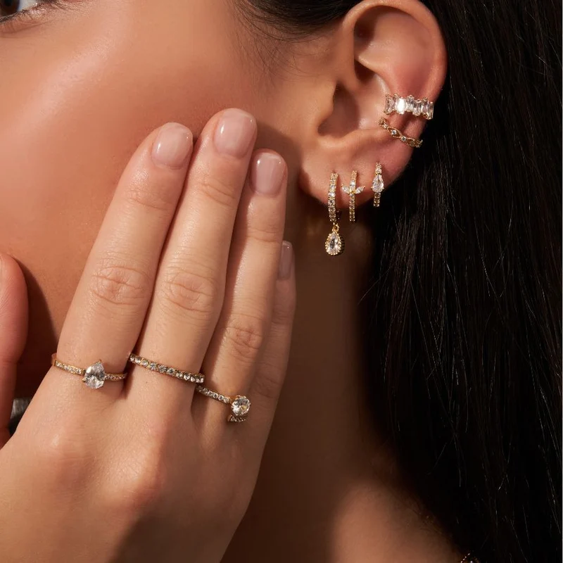 Timeless Teardrop Pave Ring 14K Vergoldet