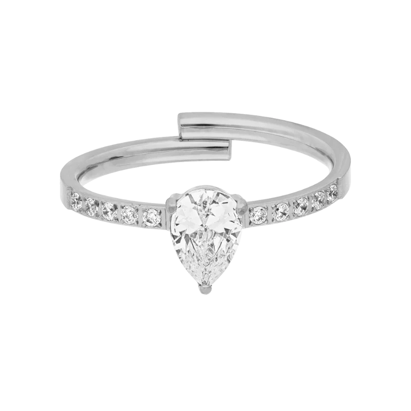 Timeless Teardrop Pave Ring 14K Vergoldet