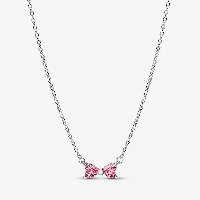 Pink Bow Pendant Necklace, 45cm