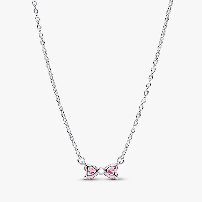 Pink Bow Pendant Necklace, 45cm