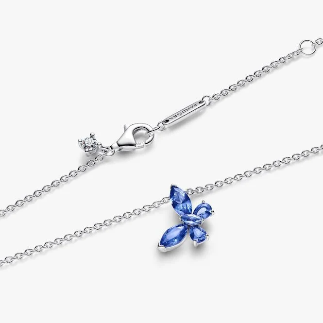 Cornflower Blue Butterfly Pendant Necklace, 45cm