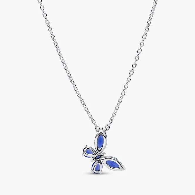Cornflower Blue Butterfly Pendant Necklace, 45cm