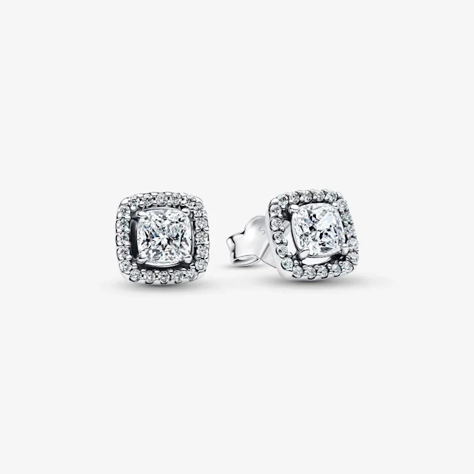 Square Halo Stud Earrings