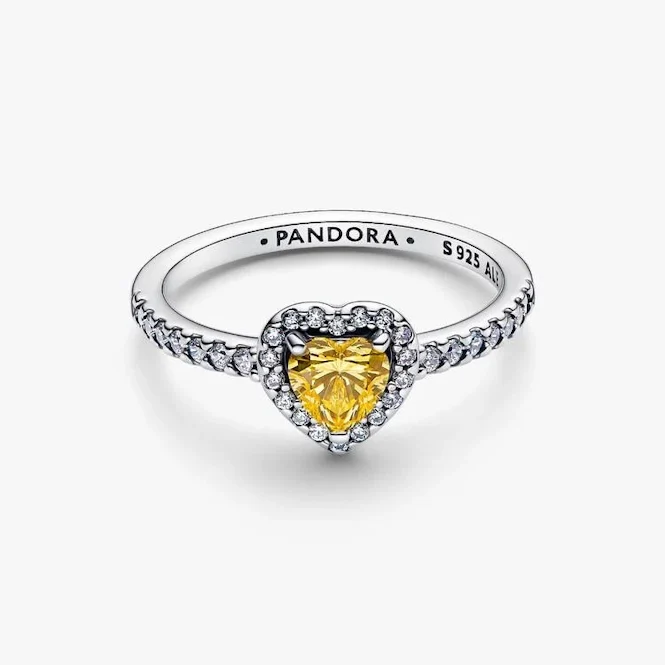 Elevated Yellow Heart Ring, Size 58