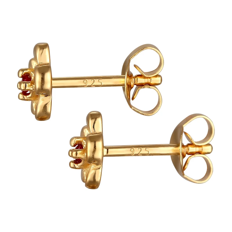 Ohrstecker Blume | Synthetischer Rubin