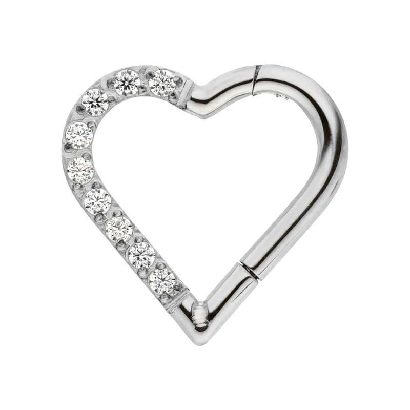 Heart Shape Crystal Clicker Piercing 18K Vergoldet