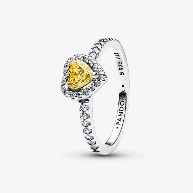 Elevated Yellow Heart Ring, Size 52