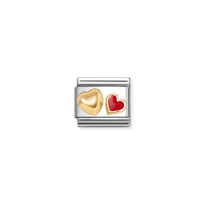 Classic Gold & Enamel Red & Rounded Heart Love & Hearts Charms