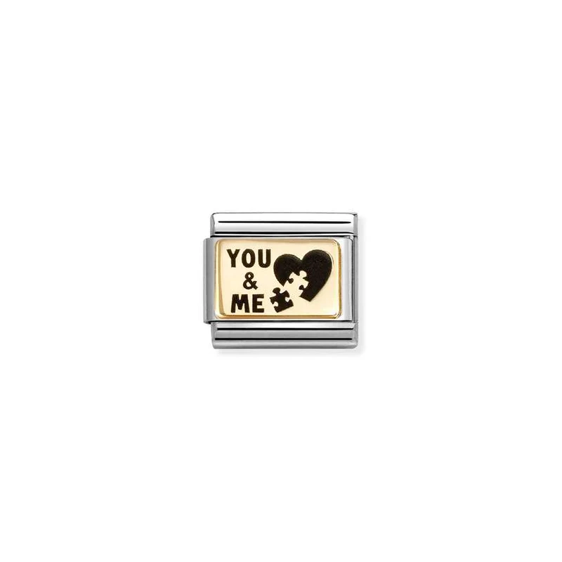 Classic Gold & Enamel You & Me Puzzle Love & Hearts Charms