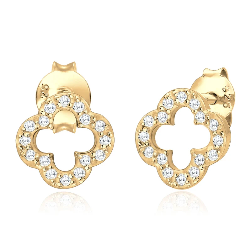 Pavé Clover Ohrstecker & Halskette Schmuck Set