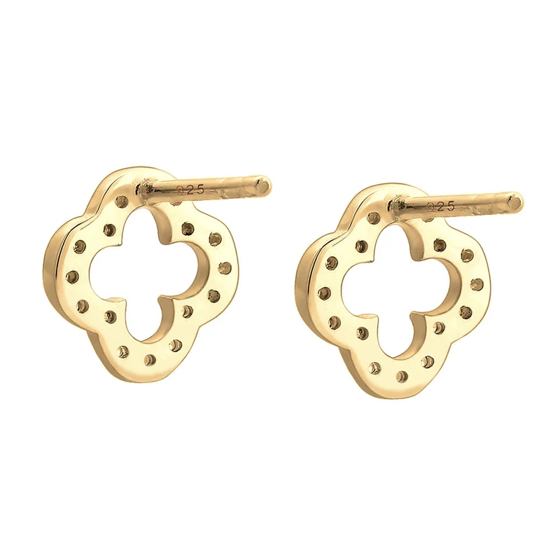 Ohrstecker Kleeblatt | Zirkonia ( Weiß )