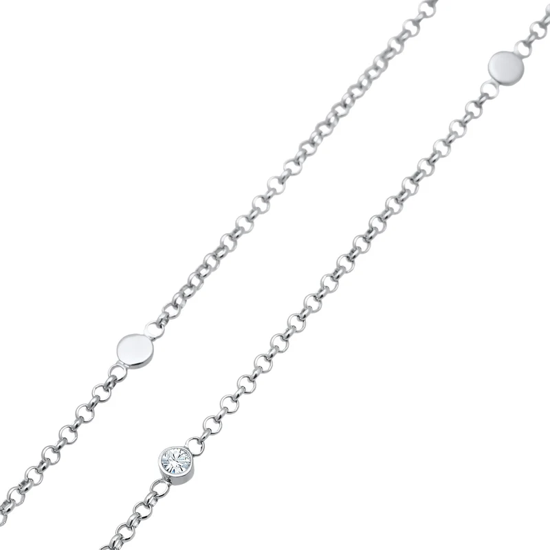 Halskette Plättchen | Mit Kristallen von Swarovski® (Weiß)