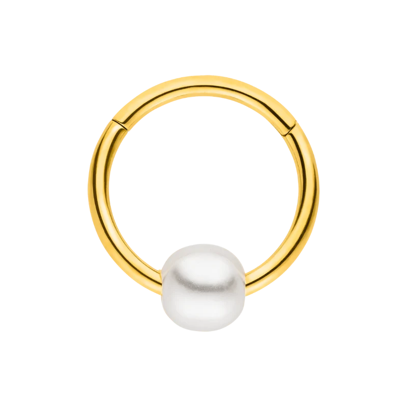 Pearl Clicker Piercing 18K Vergoldet
