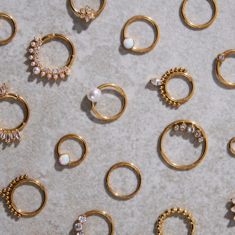 Pearl Clicker Piercing 18K Vergoldet