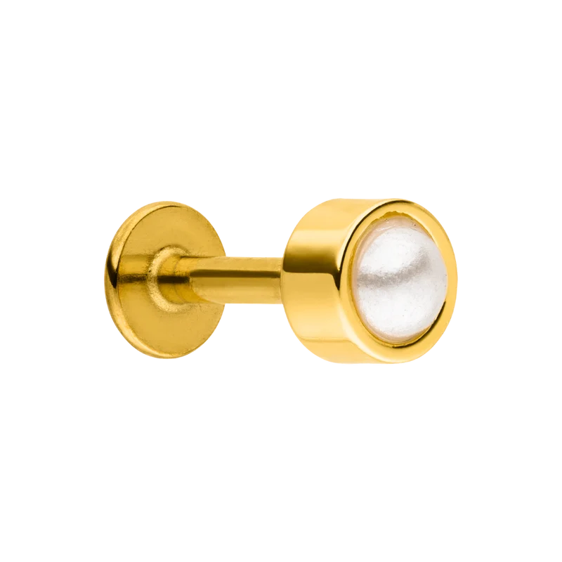Simple Pearl Labret Piercing 18K Vergoldet
