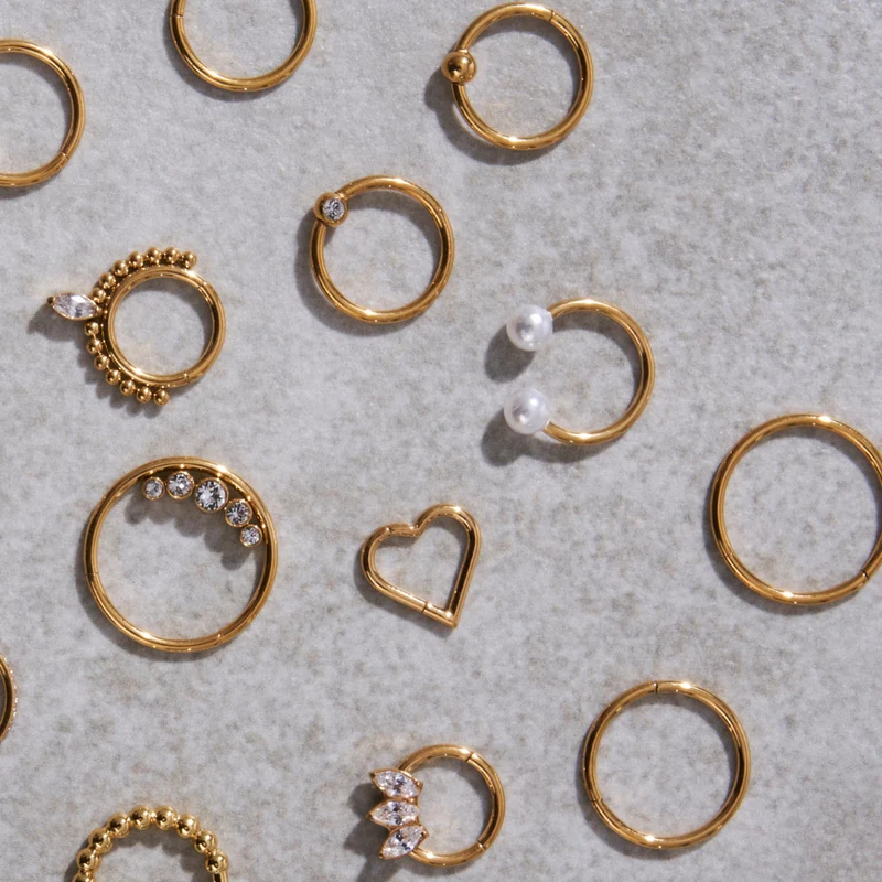 Heart Shape Clicker Piercing 18K Vergoldet