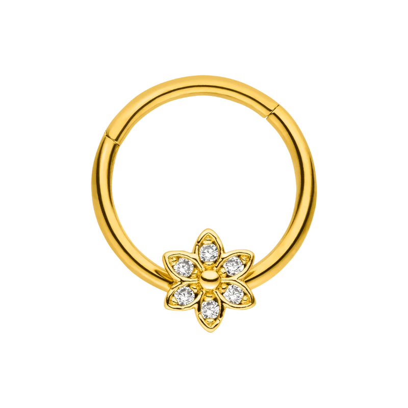 Flower Clicker Piercing 18K Vergoldet