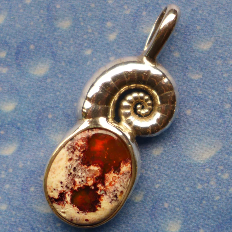 Feueropal Kette Silber Schmuck Posthorn