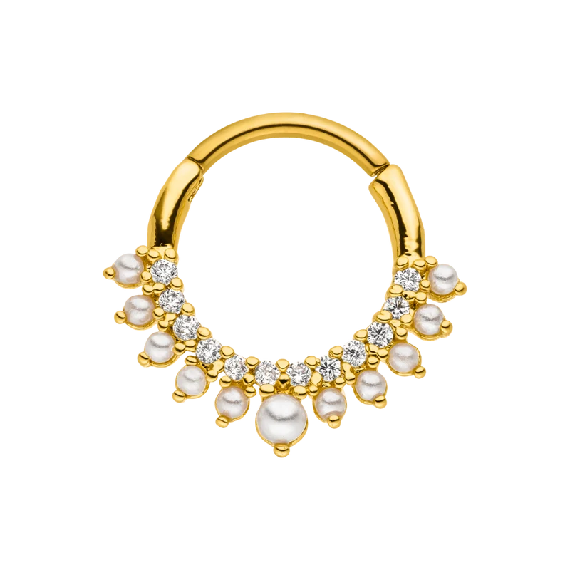 Flawless Pave Pearl Clicker 18K Vergoldet