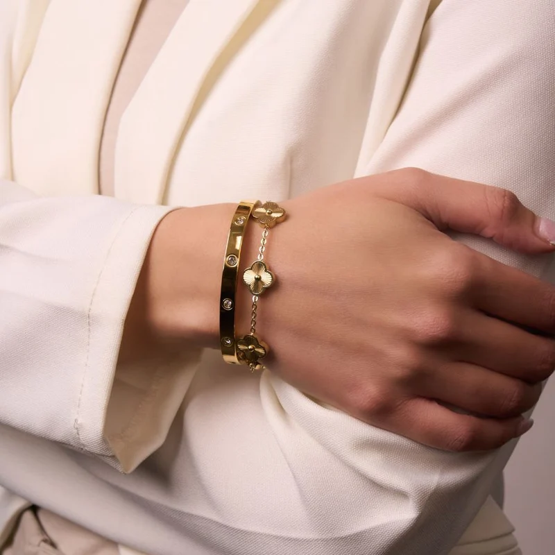 Golden Lucky Leaf Abbaddon Armband 14K Vergoldet