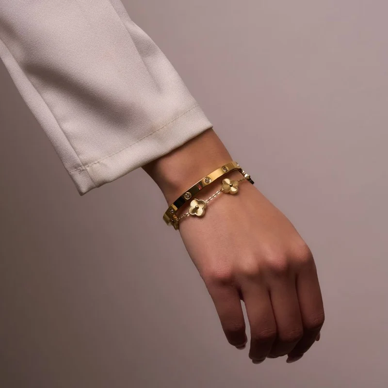 Golden Lucky Leaf Abbaddon Armband 14K Vergoldet
