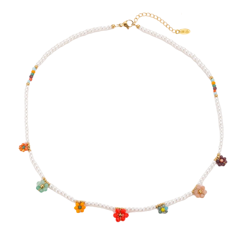 Sol Flower Pearl Kette 14K Vergoldet
