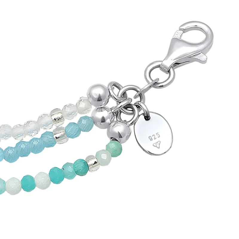 Choker Beads | Amazonit (Hellblau), Mondstein (Weiß)