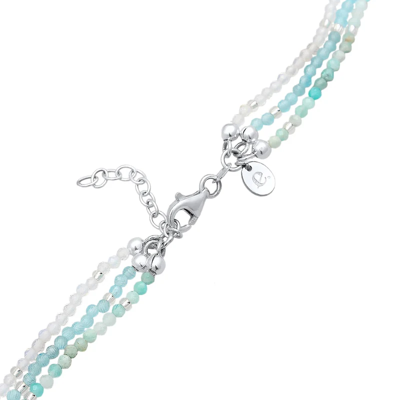 Choker Beads | Amazonit (Hellblau), Mondstein (Weiß)