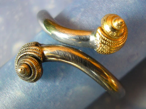 Erdbeerschnecken in Silber und Gold Ring