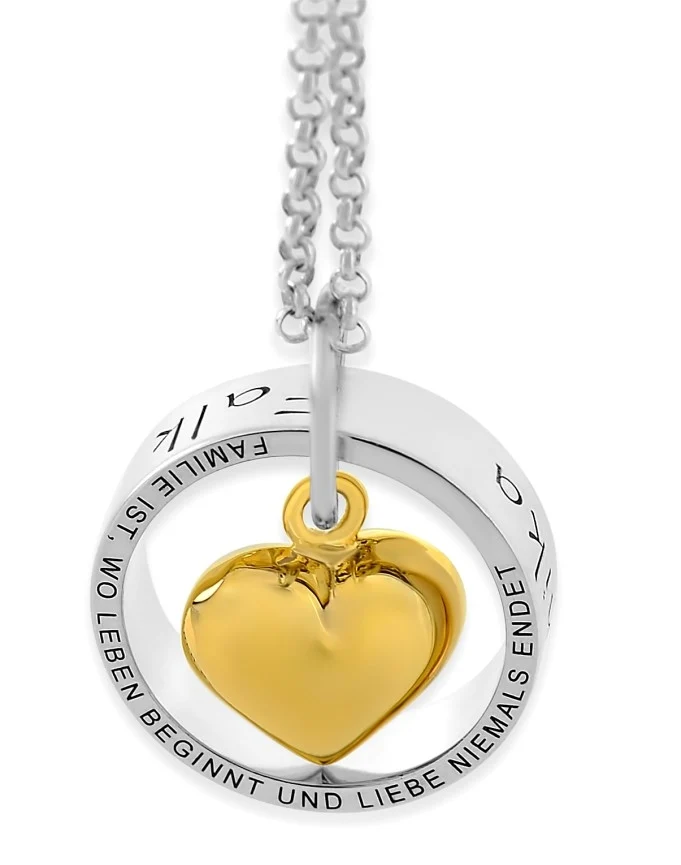 FAMILIENRING HALSKETTE MIT HERZ 925 SILBER GOLD KETTE MIT NAMEN DAMENSCHMUCK OMA