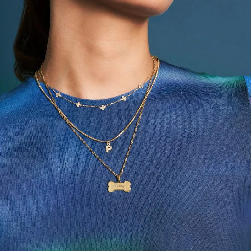 Pave Flower Kette 14K Vergoldet