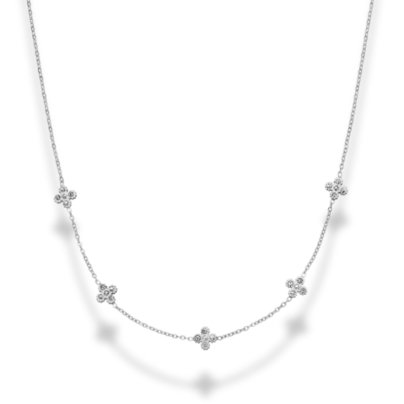 Pave Flower Kette 14K Vergoldet