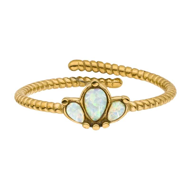 Lotus Opal Ring 14K Vergoldet