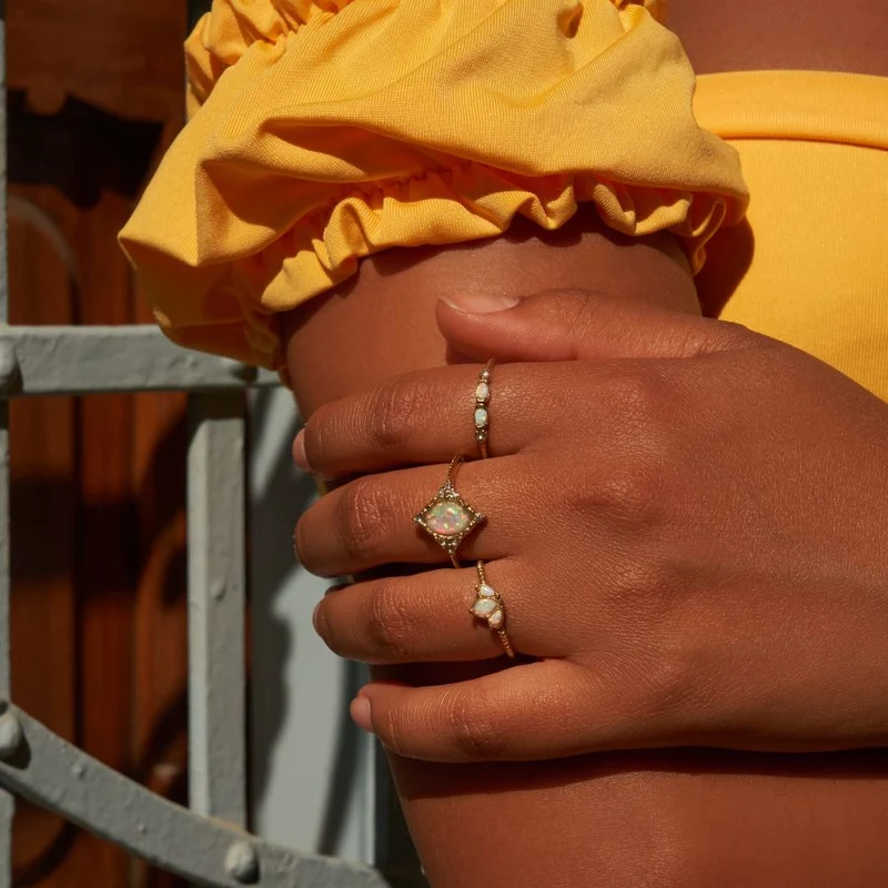 Lotus Opal Ring 14K Vergoldet