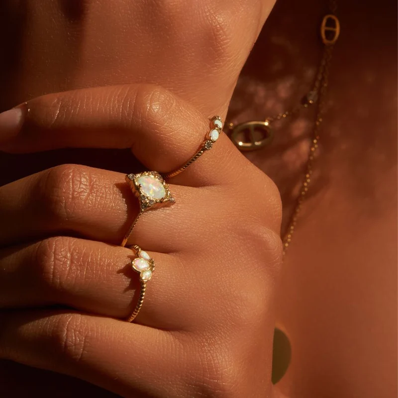 Lotus Opal Ring 14K Vergoldet