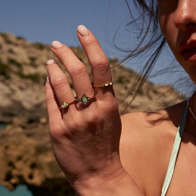 Lotus Opal Ring 14K Vergoldet