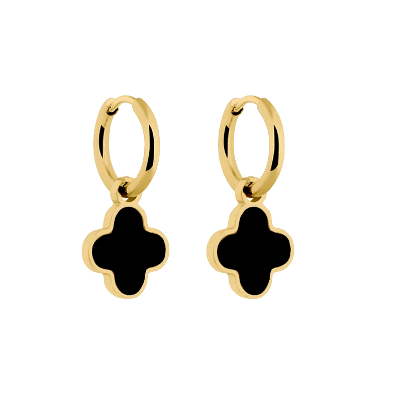 Noir Lucky Leaf Ohrringe 14K Vergoldet