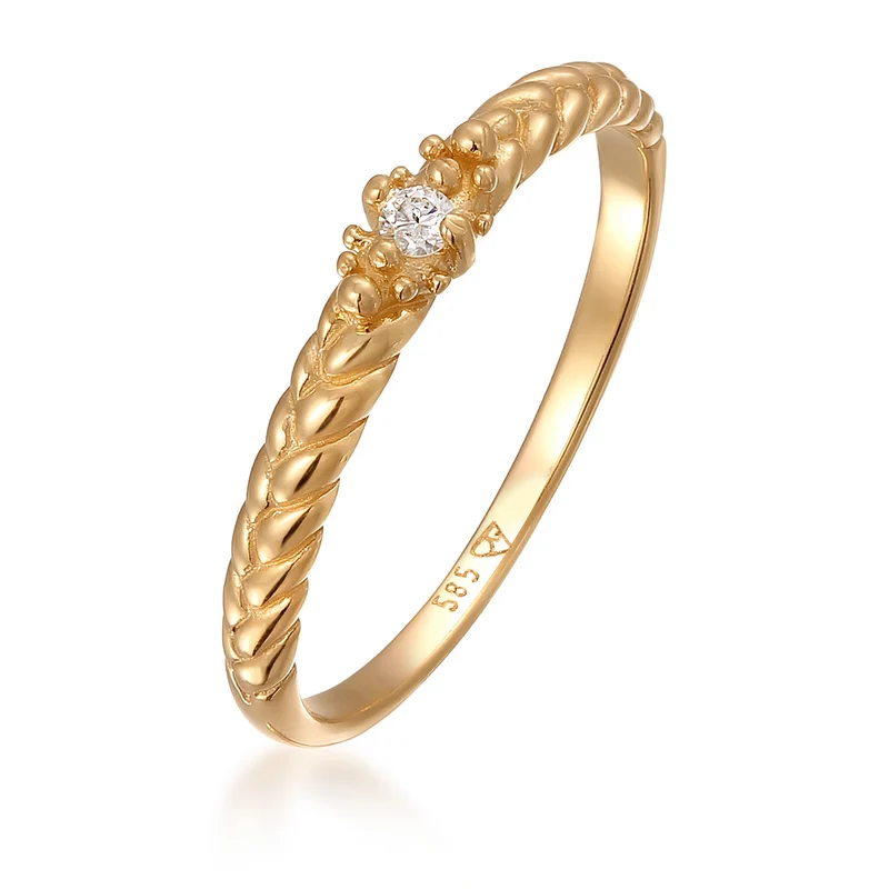Verlobungsring Geflochten | Diamant (Weiß, 0.006 ct)