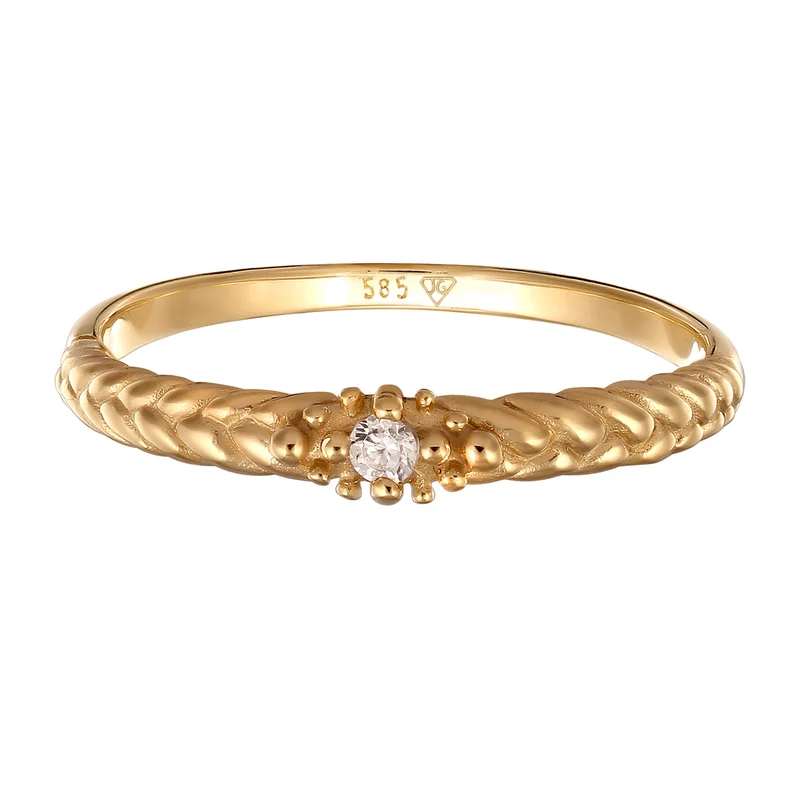 Verlobungsring Geflochten | Diamant (Weiß, 0.006 ct)