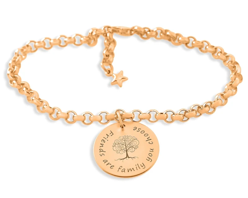 FAMILIENSCHMUCK GESCHENK OMA ARMBAND MIT GRAVUR ARMBAND LEBENSBAUM ROSEGOLD