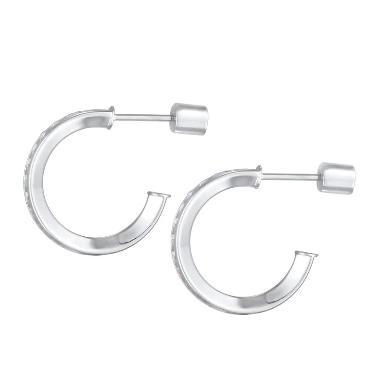 Halbcreolen Stecker | Zirkonia (Weiß)