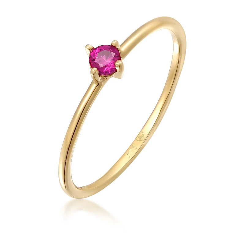 Solitär-Ring | Synthetischer Rubin (Pink)
