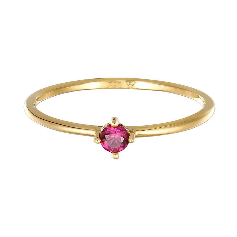 Solitär-Ring | Synthetischer Rubin (Pink)