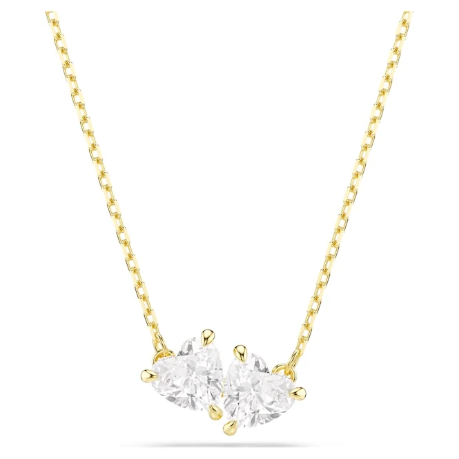 Mesmera Heart Necklace with White Crystal in Gold