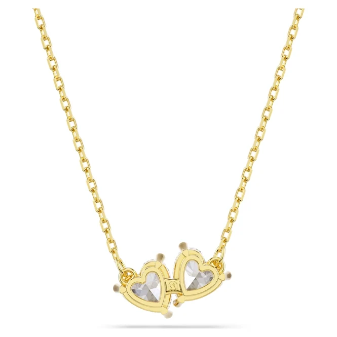 Mesmera Heart Necklace with White Crystal in Gold