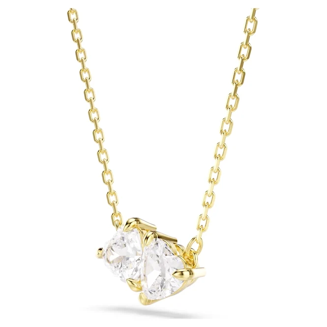 Mesmera Heart Necklace with White Crystal in Gold
